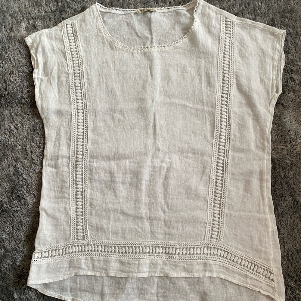 White Alessia Pacini Linen Top